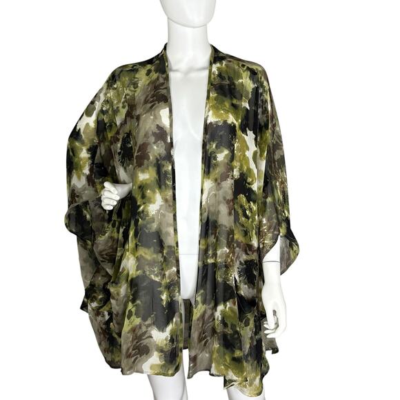 NWT Maggie Barnes Kimono Sheer Chiffon Watercolor Size 3X - Picture 1 of 8